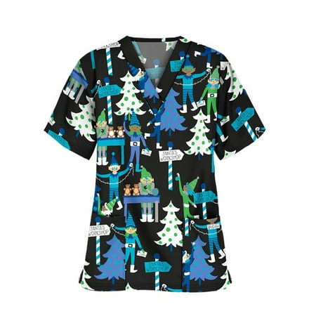 Frontwalk Women Short Sleeve Scrub Tops Working Tunic Blouse Christmas Nurse Scrubs Cute Snowman Printed Pocket V Neck Blouse
Frontwalk Women Short Sleeve Scrub Tops Working Tunic Blouse Christmas Nurse Scrubs Cute Snowman Printed Pocket V Neck Blouse