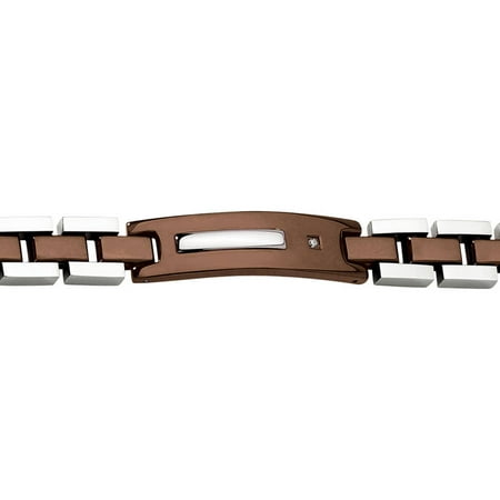 Primal Steel Diamond Stainless Steel Chocolate IP-Plated Bracelet, 8.5