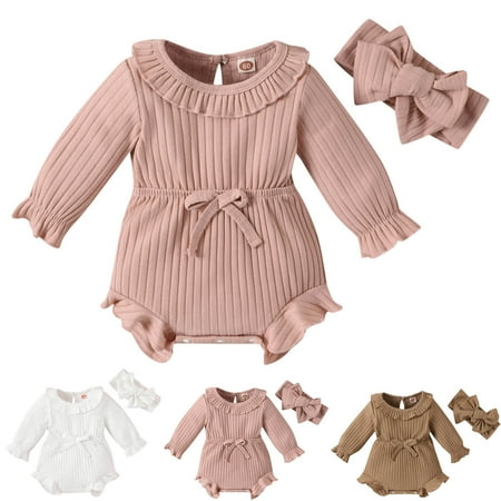 LYCAQL Baby Bodysuit Girls Long Sleeve Ribbed Solid Color Bowknot Romper Bodysuit with Headbands for (White 6-12 Months)
LYCAQL Baby Bodysuit Girls Long Sleeve Ribbed Solid Color Bowknot Romper Bodysuit with Headbands for (White 6-12 Months)