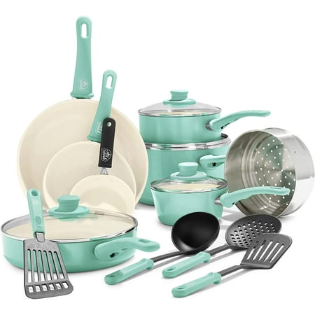 GreenLife Soft Grip Healthy Ceramic Nonstick 16 Piece Cookware Pots and Pans Set PFAS-Free Dishwasher Safe Soft Pink
GreenLife Soft Grip Healthy Ceramic Nonstick 16 Piece Cookware Pots and Pans Set PFAS-Free Dishwasher Safe Soft Pink
