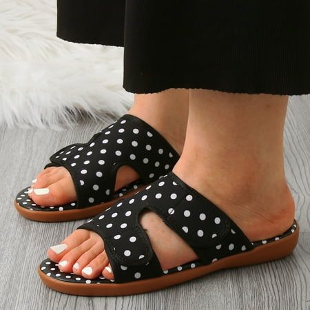 FZM Women shoes Ladies Fashion Summer Cloth Breathable Polka Dot Print Open Toe Hook Loop Flat Sandals
FZM Women shoes Ladies Fashion Summer Cloth Breathable Polka Dot Print Open Toe Hook Loop Flat Sandals