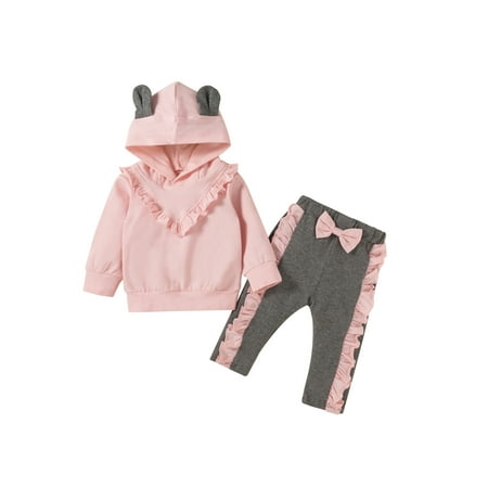 Baby Girls 2Pcs Fall Outfits Casual Long Sleeve Ruffle Hoodie and Bowknot Pants Set
Baby Girls 2Pcs Fall Outfits Casual Long Sleeve Ruffle Hoodie and Bowknot Pants Set