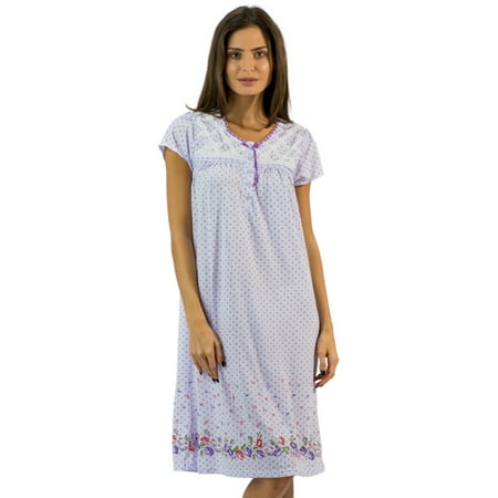 Casual Nights Women s Flowery Short Sleeve Nightgown