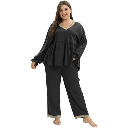 Valcatch Women s Pajamas Set Long Sleeve V Neck Soft Loungewear Tops and Pants Plus Size
Valcatch Women s Pajamas Set Long Sleeve V Neck Soft Loungewear Tops and Pants Plus Size