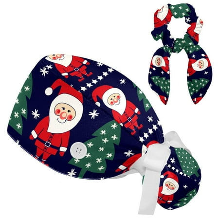 Working Cap with Buttons and Sweatband Scrub Hat Bouffant Caps with Scrunchie Christmas Tie Back Hats
Working Cap with Buttons and Sweatband Scrub Hat Bouffant Caps with Scrunchie Christmas Tie Back Hats
