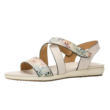 KaLI_store Gladiator Sandals for Women Women s one band low block heel sandal Beige