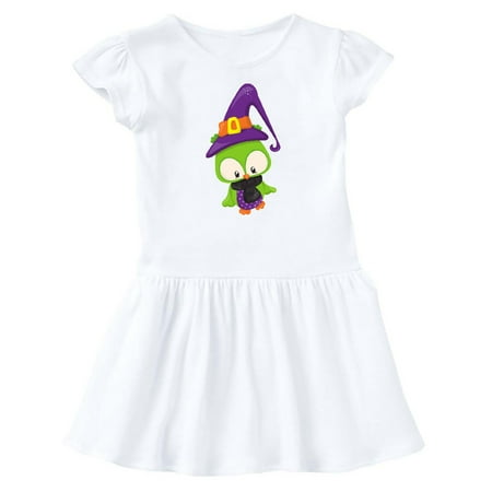Inktastic Green Owl Owl Wearing Witch Hat Halloween Gift Baby Girl Dress
