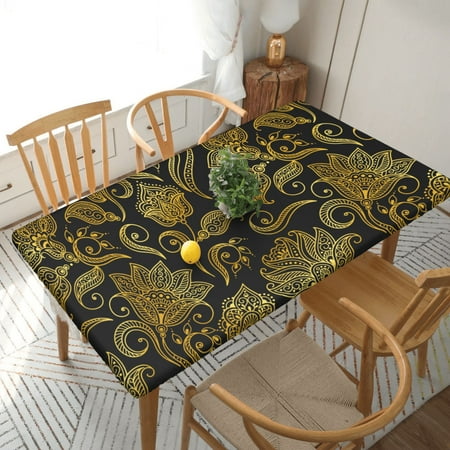 Home Deluxe Tablecloth Classical Plant Golden Background Waterproof Elastic Rim Edged Table Cover- For Christmas Parties And Picnics 5ft
Home Deluxe Tablecloth Classical Plant Golden Background Waterproof Elastic Rim Edged Table Cover- For Christmas Parties And Picnics 5ft