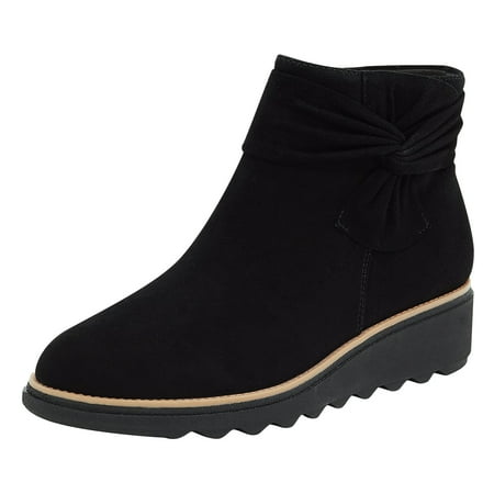 HGWXX7 Women s Fashion Casual Flock Retro Short Ankle Boots Zipper Wedges Shoes Fall Shoes