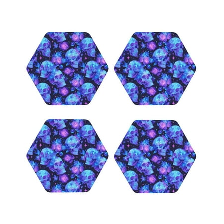 Coasters Set of 4 - Skull flower star sky Drink Coasters for Tabletop Protection Leather Coasters for Living Room Decor and Housewarming Gift Hexagon
Coasters Set of 4 - Skull flower star sky Drink Coasters for Tabletop Protection Leather Coasters for Living Room Decor and Housewarming Gift Hexagon