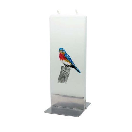 Flatyz Handmade Lithuanian Twin Wick Unscented Thin Flat Candle-Blue Bird