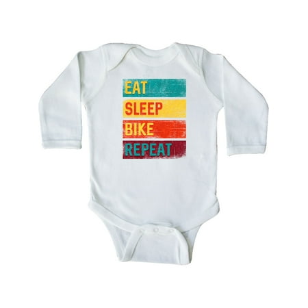 Inktastic Cyclist Biking Eat Sleep Bike Repeat Gift Baby Boy or Baby Girl Long Sleeve Bodysuit