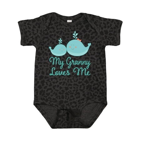 Inktastic Granny Loves Me Whale Grandchild Gift Baby Boy or Baby Girl Bodysuit