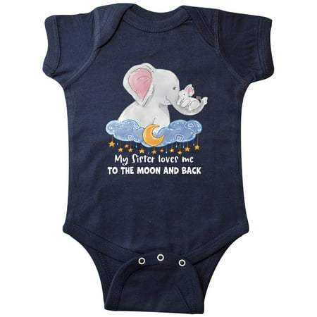 Inktastic My Sister Loves me to the Moon and Back Elephant Family Gift Baby Boy or Baby Girl Bodysuit
Inktastic My Sister Loves me to the Moon and Back Elephant Family Gift Baby Boy or Baby Girl Bodysuit