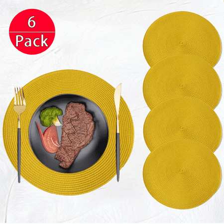 6 pack Round Placemats Set Heat-Resistant Stain Resistant Anti-Skid Washable Cotton Yarn Braided Placemat Table Mats Placemats(Yellow-15inch)
6 pack Round Placemats Set Heat-Resistant Stain Resistant Anti-Skid Washable Cotton Yarn Braided Placemat Table Mats Placemats(Yellow-15inch)