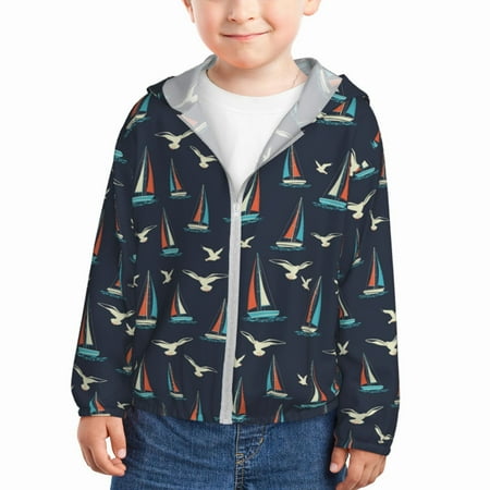 Qekee Sailboat And Seagull Print UPF 50+ Kids Sun-Protective Hooded Long Sleeve Rash Guard for Fishing Water Beach Sports -5 Years
Qekee Sailboat And Seagull Print UPF 50+ Kids Sun-Protective Hooded Long Sleeve Rash Guard for Fishing Water Beach Sports -5 Years