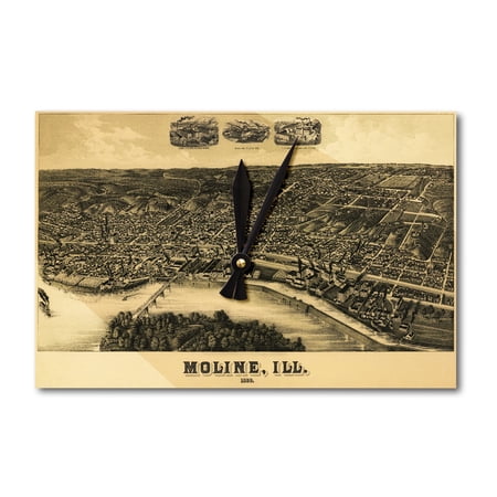 Moline, Illinois - Panoramic Map (Acrylic Wall Clock)