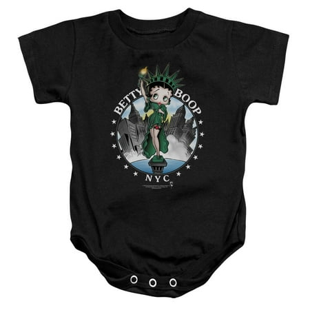 Betty Boop Cartoon Statue of Liberty NYC Skyline Infant Romper Snapsuit