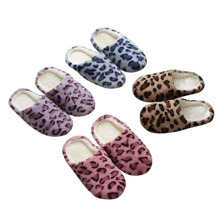 Clean Men s and Women s Classic Warm Leopard Anti-slip Slippers for House