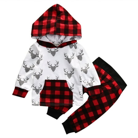 Newborn Baby Long Pants OutfitsDeer Head Printed Patchwork Long Sleeve Hoodie Tops+Elastic Plaid Pants
Newborn Baby Long Pants OutfitsDeer Head Printed Patchwork Long Sleeve Hoodie Tops+Elastic Plaid Pants