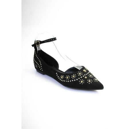 Liliana Womens Black Suede Studded Ivy 21 Pointed Toe Sandals Shoes Size 8