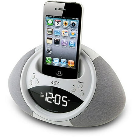iLive ICP122W Clock Radio for iPod and iPhone, White