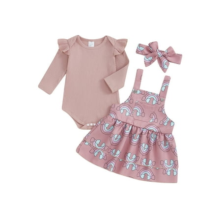Suealasg 3Pcs Newborn Baby Girl Clothes Flying Sleeve Romper Rainbow Print Suspender Dress Headband Sets 3 6 12 18 Monts Infant Girls Fall Winter Outfits
Suealasg 3Pcs Newborn Baby Girl Clothes Flying Sleeve Romper Rainbow Print Suspender Dress Headband Sets 3 6 12 18 Monts Infant Girls Fall Winter Outfits