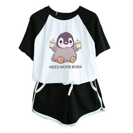 2 Pieces Outfits for Women Summer Casual Cute Print Crewneck Short Sleeve Tops and Drawstring Shorts Set Pajamas
2 Pieces Outfits for Women Summer Casual Cute Print Crewneck Short Sleeve Tops and Drawstring Shorts Set Pajamas