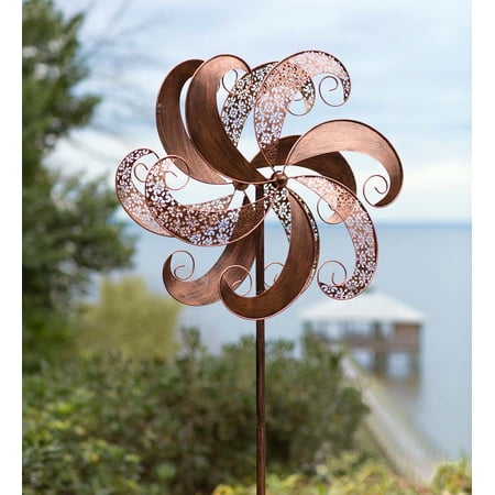 Copper-Colored Metal Wind Spinner for Gardens