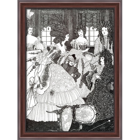 The Battle of the Beaux and the Belles 28x38 Large Walnut Ornate Wood Framed Canvas Art by Aubrey Beardsley
