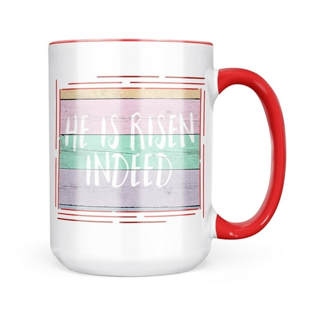 Neonblond He is Risen Indeed Pastel Wood Easter Mug gift for Coffee Tea lovers