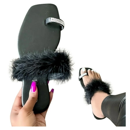Aayomet Wedge Sandals for Women Women s Ring Toe Slippers Color Plush Decorate Ladies Fashion Flat Slippers Casual Black 8
Aayomet Wedge Sandals for Women Women s Ring Toe Slippers Color Plush Decorate Ladies Fashion Flat Slippers Casual Black 8
