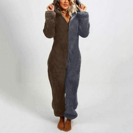 Womens suit Women Long Sleeve Hooded Jumpsuit Pajamas Casual Winter Warm Rompe Sleepwear Fragarn
Womens suit Women Long Sleeve Hooded Jumpsuit Pajamas Casual Winter Warm Rompe Sleepwear Fragarn