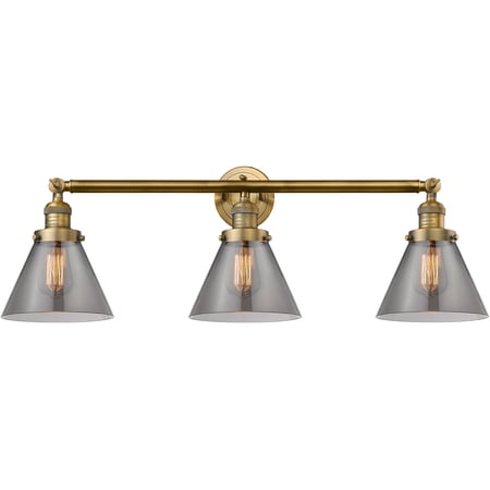 Bathroom Vanity 3 Light Fixtures With Brushed Brass Finish Cast Brass Glass Material Medium 32" 300 Watts