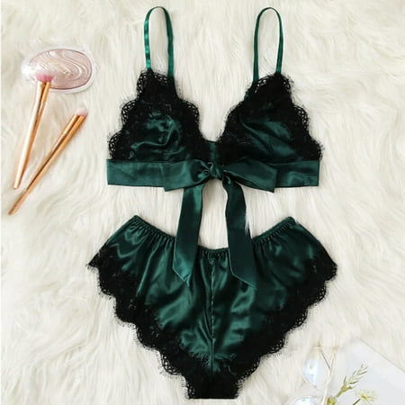Lingerie For Women New Womens Satin Lace Patchwork Bandage Sleepwear Lingerie Underwear Set
Lingerie For Women New Womens Satin Lace Patchwork Bandage Sleepwear Lingerie Underwear Set