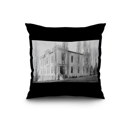 Moscow, Idaho - Exterior View of Irving School (20x20 Spun Polyester Pillow, Black Border)