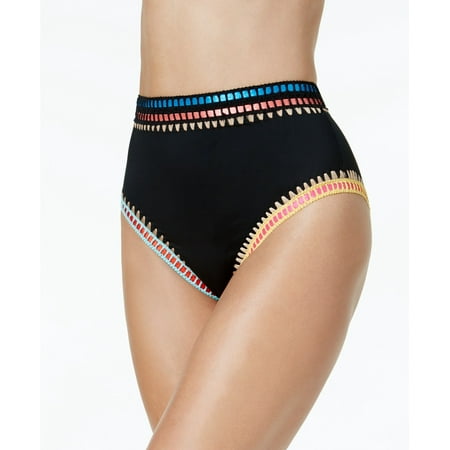 Bar III Women's Be Weave It High-Waist Bikini Bottoms Black, XL