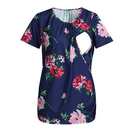 Maternity Summer Short Sleeve Breastfeeding Clothes Fashion Versatile Floral Printed Round Neck T-shirt Casual Loose Nursing Top for Pregnancy Women
Maternity Summer Short Sleeve Breastfeeding Clothes Fashion Versatile Floral Printed Round Neck T-shirt Casual Loose Nursing Top for Pregnancy Women