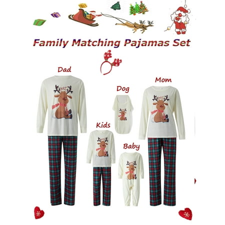 Family Christmas Pajamas Matching Set Elk Print Long-Sleeve Tops with Plaid Pants Sleepwear Set for Adult Kid Baby Dog
Family Christmas Pajamas Matching Set Elk Print Long-Sleeve Tops with Plaid Pants Sleepwear Set for Adult Kid Baby Dog