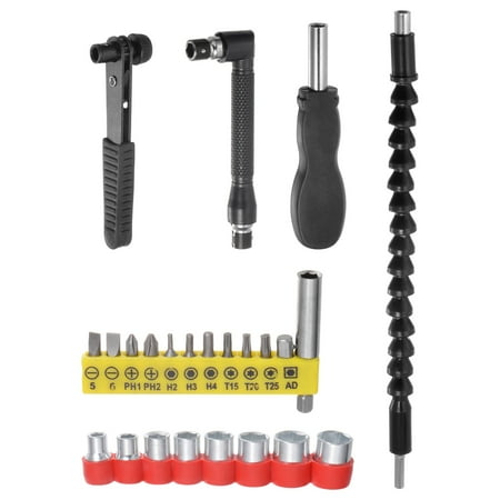Uxcell 24pcs Screwdriver Bit Set 1/4 Hex Shank Screw Driver Kit Handle Tools with Black Flexible Extension Bit Shaft
Uxcell 24pcs Screwdriver Bit Set 1/4 Hex Shank Screw Driver Kit Handle Tools with Black Flexible Extension Bit Shaft