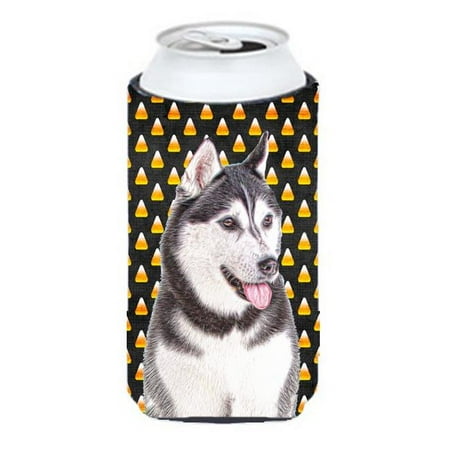 Candy Corn Halloween Alaskan Malamute Tall Boy bottle sleeve Hugger
