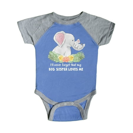 Inktastic I ll Never Forget That My Big Sister Loves Me Cute Elephants Gift Baby Boy or Baby Girl Bodysuit
Inktastic I ll Never Forget That My Big Sister Loves Me Cute Elephants Gift Baby Boy or Baby Girl Bodysuit