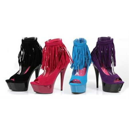 609-APONI 6 Heel Velvet Fringe Ankle Cuff Platform Shoes