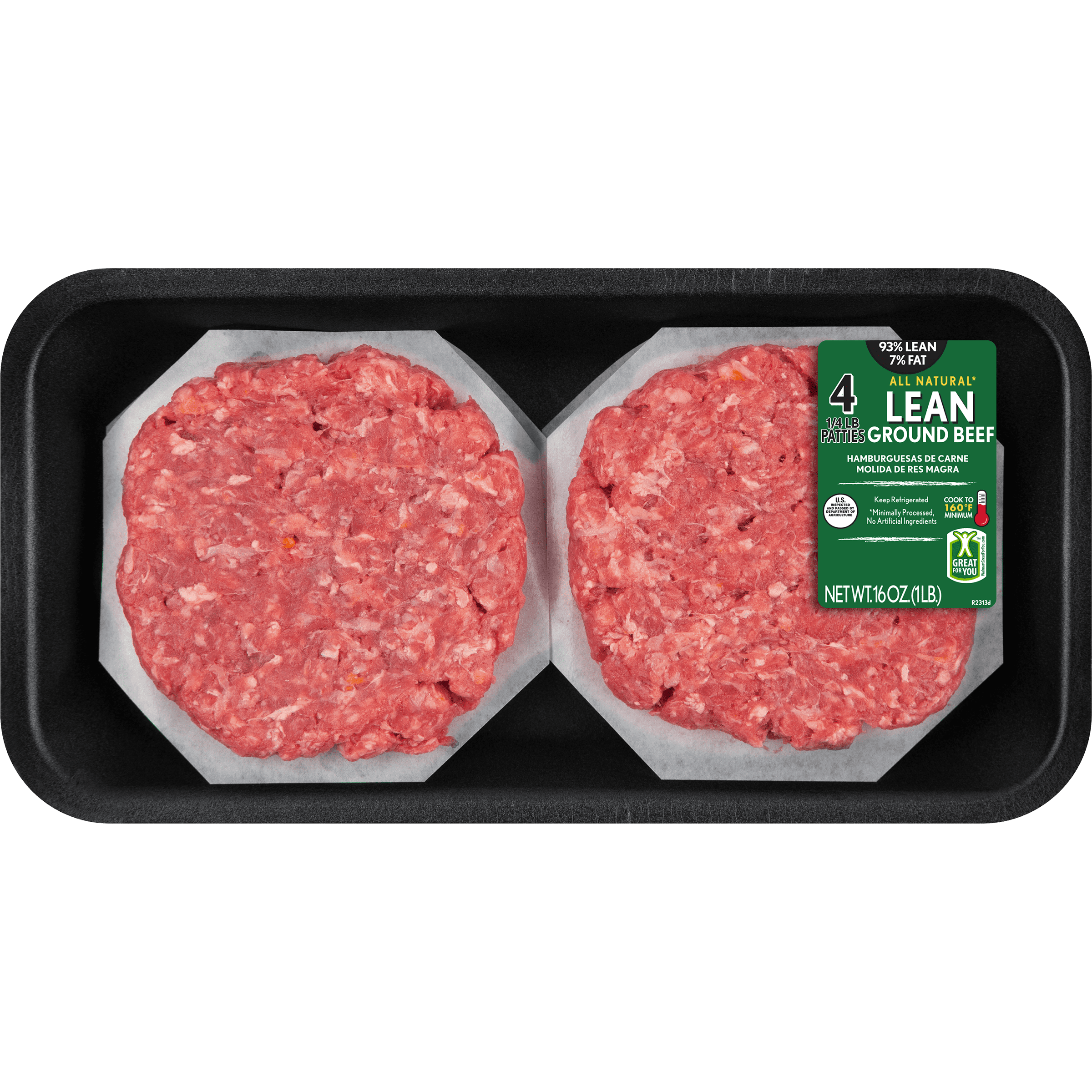 All Natural Lean Fat Ground Beef Patties Count Lb Walmart Walmart