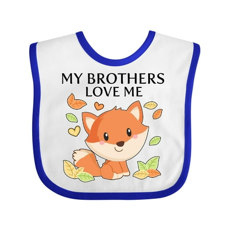Inktastic My Brothers Love Me- Little Fox Gift Baby Boy or Baby Girl Bib
