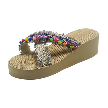 ZTTD Shoes Thick Soled Colorful Cloth Colorful Women s Fashion Slippers Heel Beads Beach Shoes Slope Women s Slipper A
ZTTD Shoes Thick Soled Colorful Cloth Colorful Women s Fashion Slippers Heel Beads Beach Shoes Slope Women s Slipper A