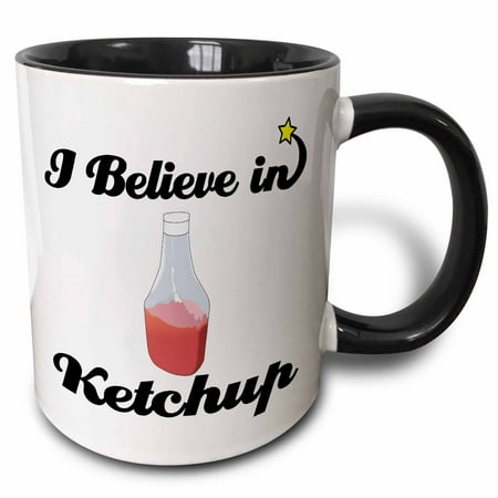 3dRose I Believe In Ketchup Two Tone Black Mug 11oz