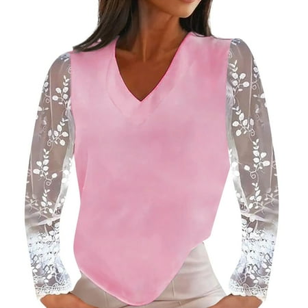 Ichuanyi Womens Fall Tops Clearance Women Casual Lace Long Sleeve Patchwork V-Neck Pullover Solid Color Blouse T-shirt Tops
Ichuanyi Womens Fall Tops Clearance Women Casual Lace Long Sleeve Patchwork V-Neck Pullover Solid Color Blouse T-shirt Tops