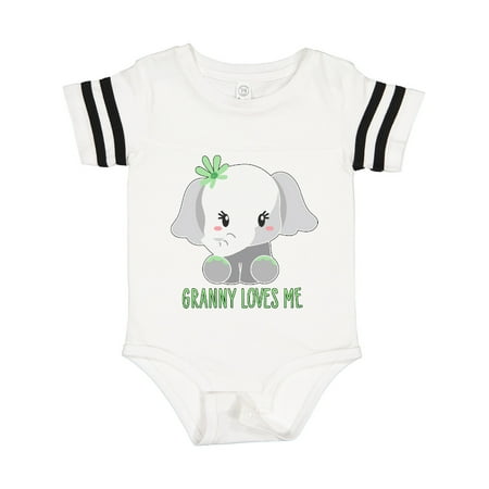 Inktastic Granny Loves Me- Cute Elephant Gift Baby Boy or Baby Girl Bodysuit