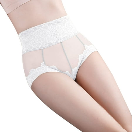 

WZHKSN Women Lace Panty White Perspective Briefs 1-Pack